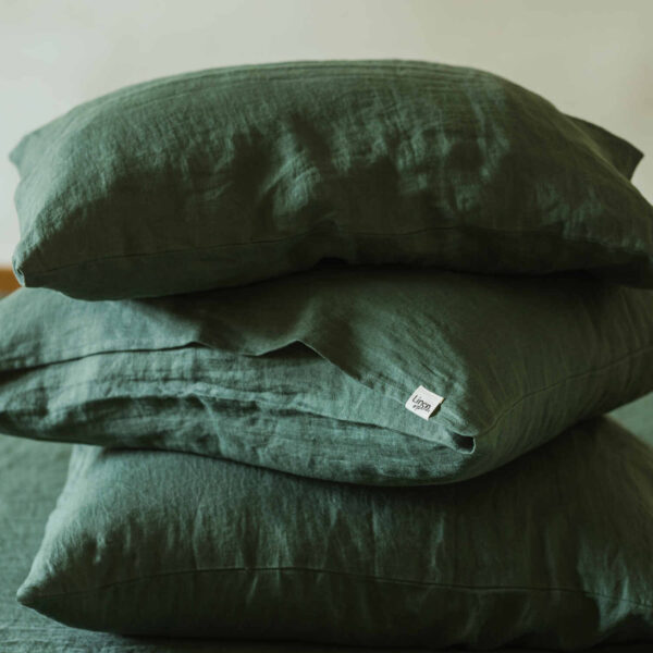 Forest Green linen pillow case