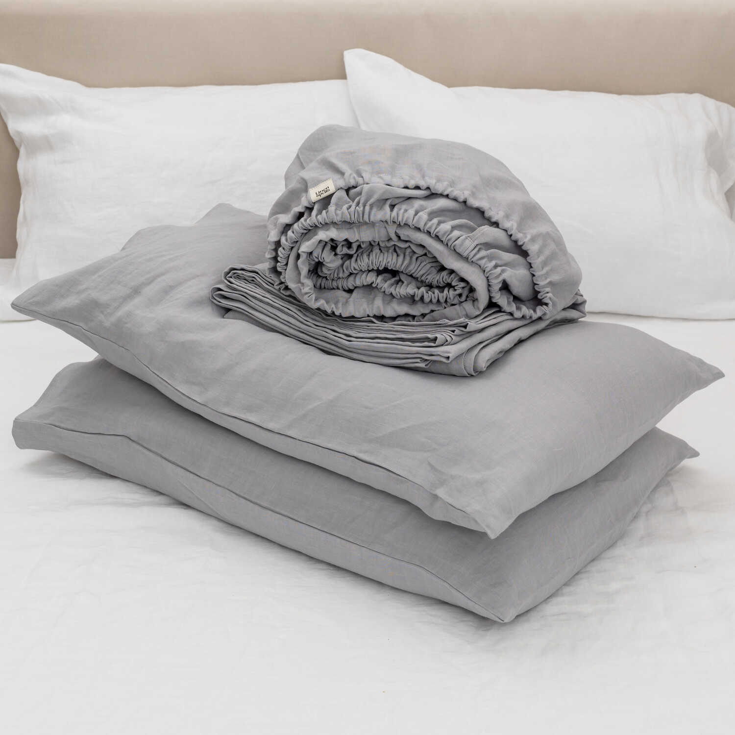 Light Grey linen bed sheet set
