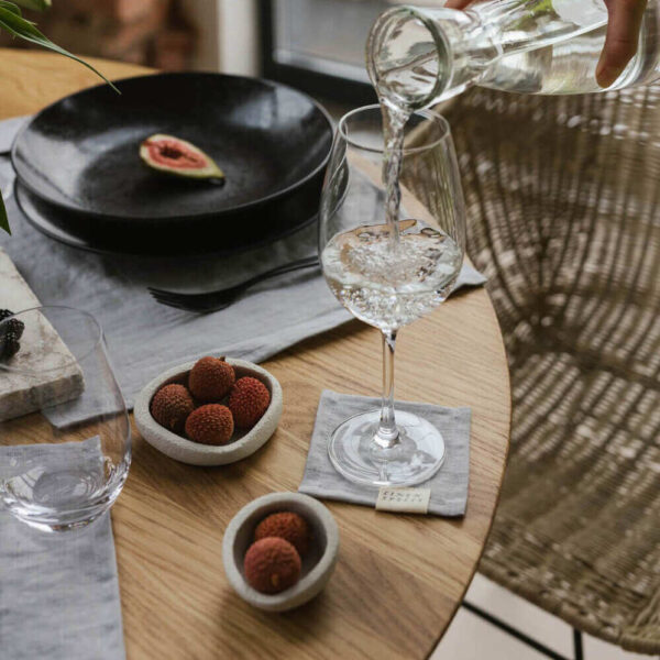 Light Grey linen coaster set (2)