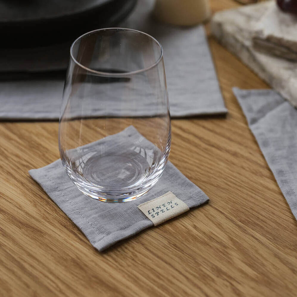 Light Grey linen coaster set (3)