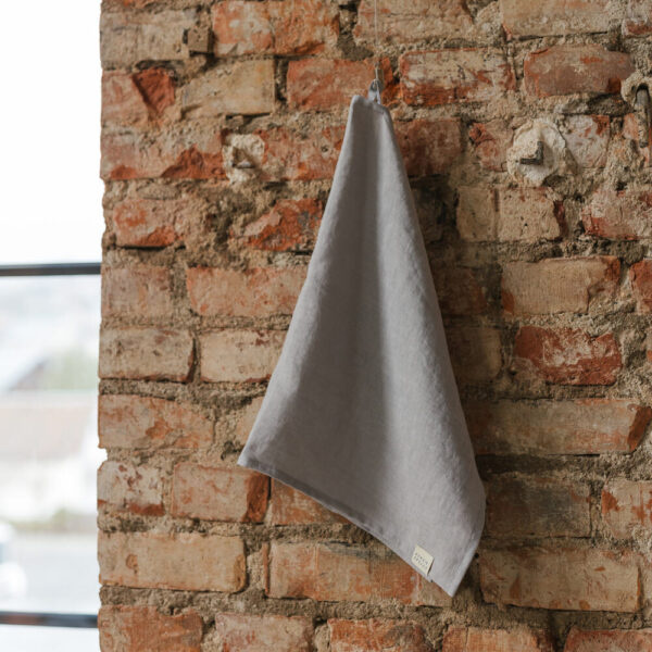 Light Grey linen kitchen towel set of 2 (2)
