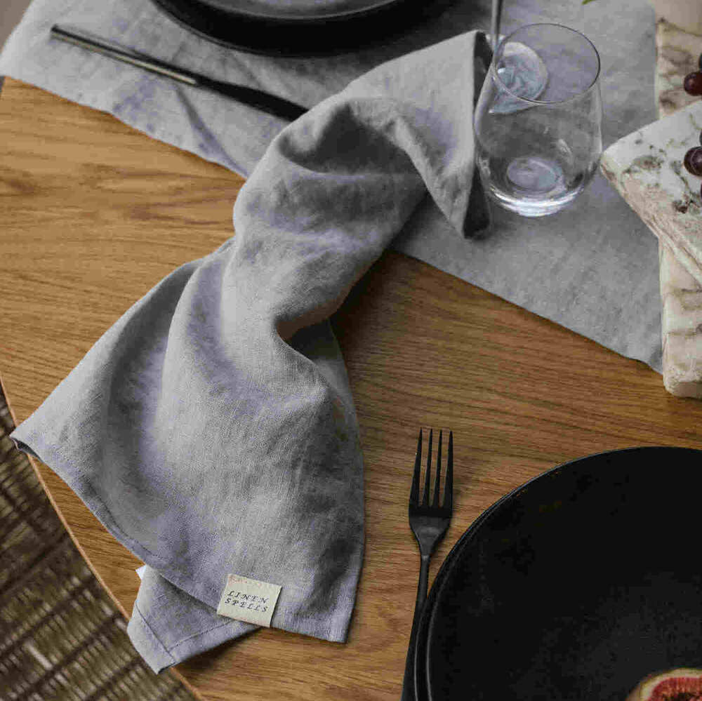 Light Grey linen kitchen towel set of 2 (3)