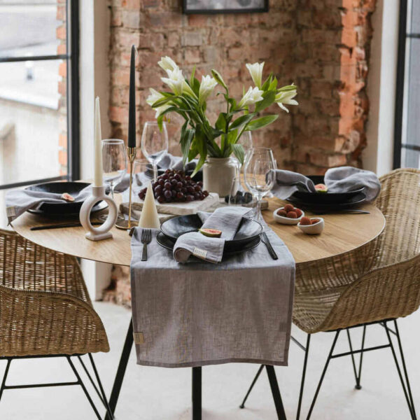 Light Grey linen table runner (2)