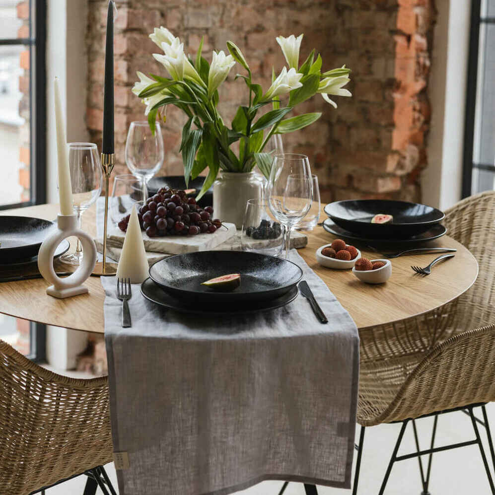 Light Grey linen table runner (3)