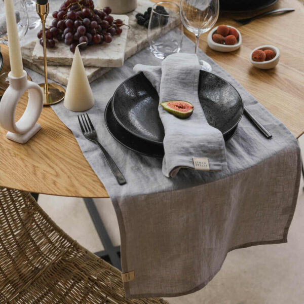 Light Grey linen table runner (4)