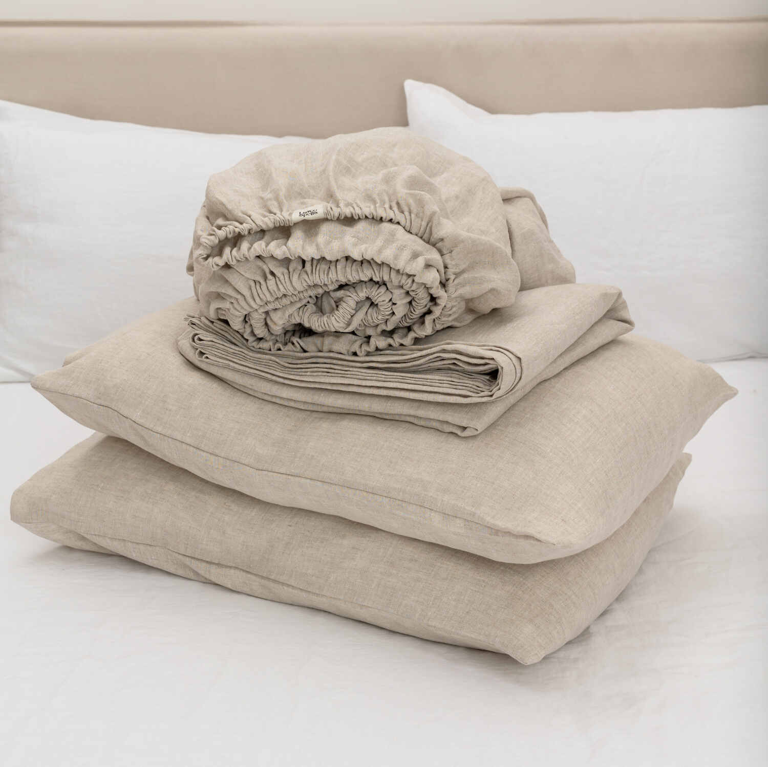 Natural Melange linen bed sheet set