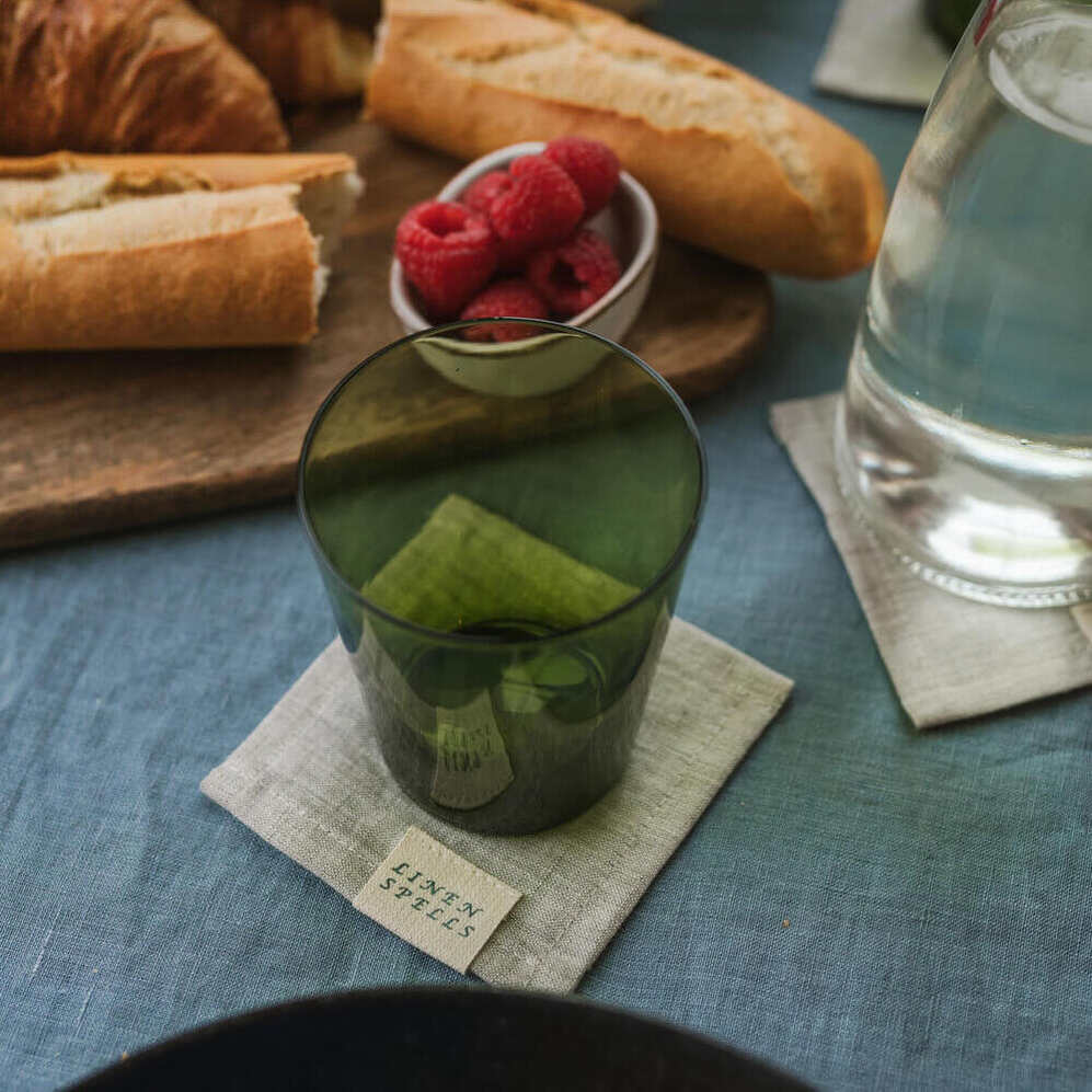 Natural Melange linen coaster set (3)