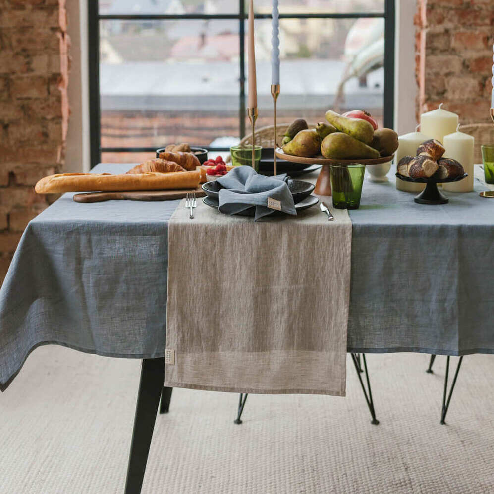 Natural Melange linen table runner (2)