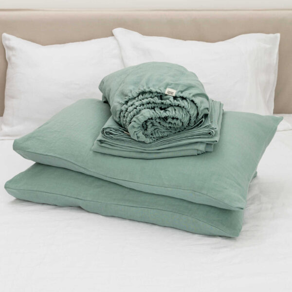 Ocean Mint linen bed sheet set