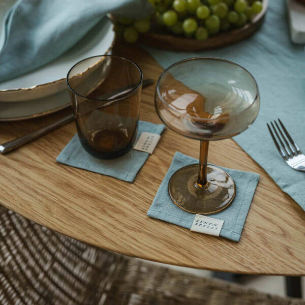Ocean Mint linen coaster set (2)