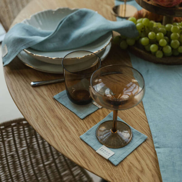 Ocean Mint linen coaster set (3)
