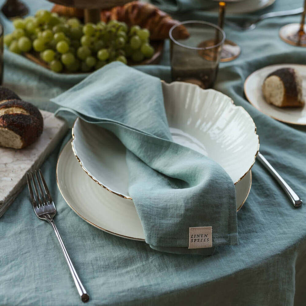 Ocean Mint linen napkin set of 4 (3)