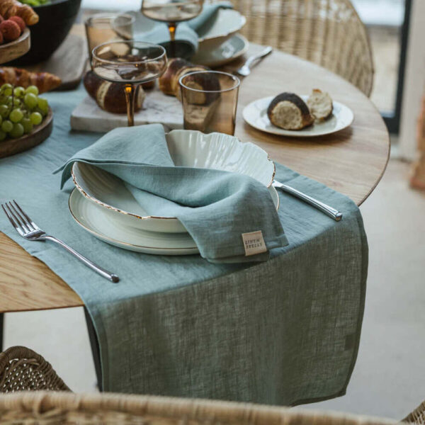 Ocean Mint linen table runner (3)