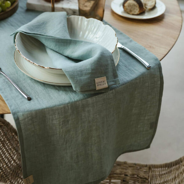 Ocean Mint linen table runner (4)