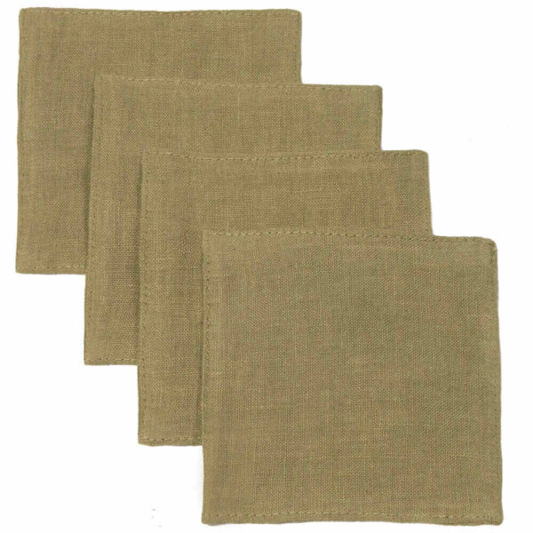 Olive Green linen coaster set