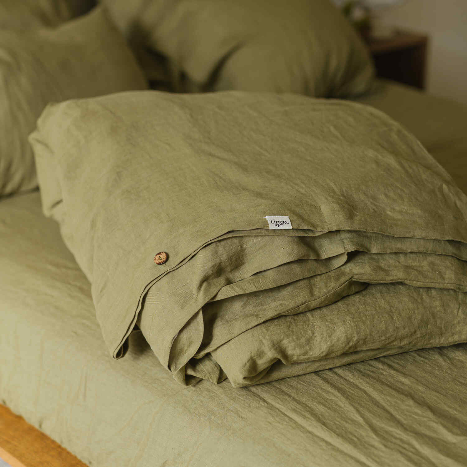 Olive Green linen duvet cover
