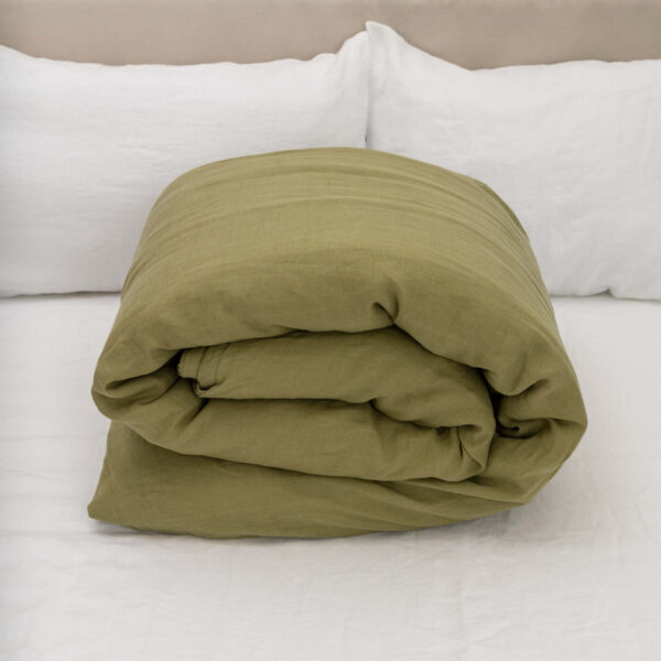 Olive Green linen duvet cover (2)