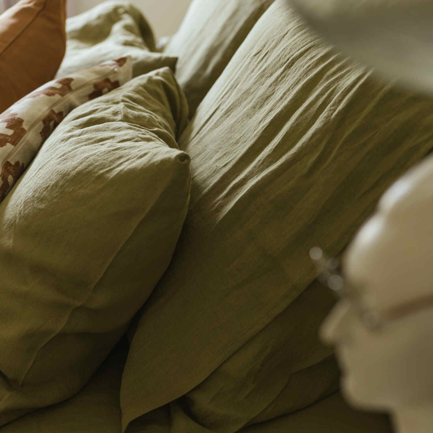 Olive Green linen pillow case