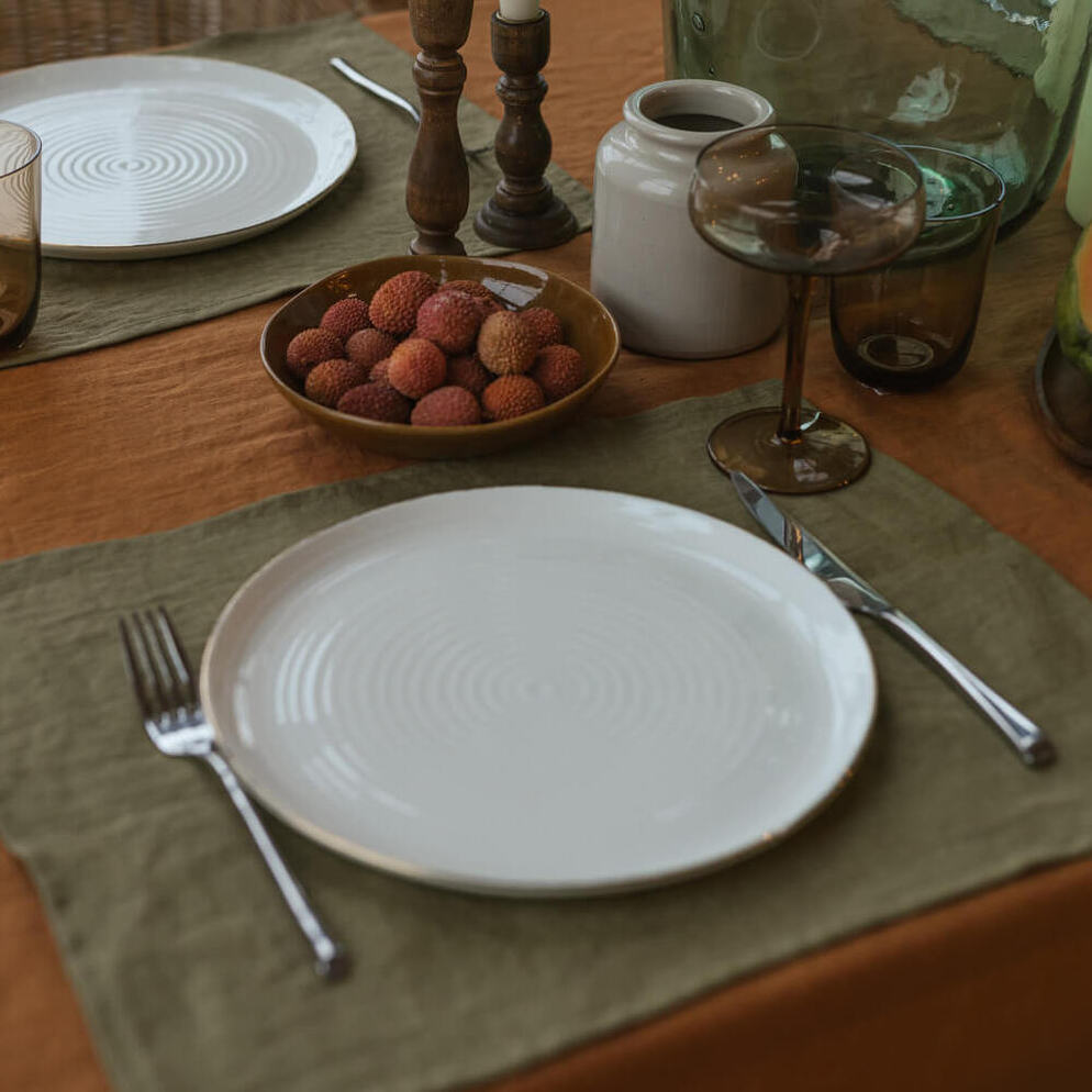 Olive Green linen placemat (2)