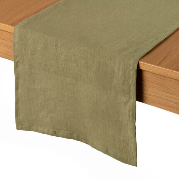 Olive Green linen table runner