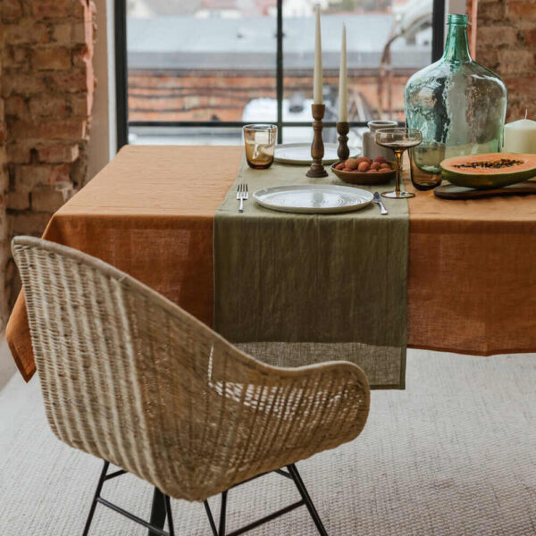 Olive Green linen table runner (3)