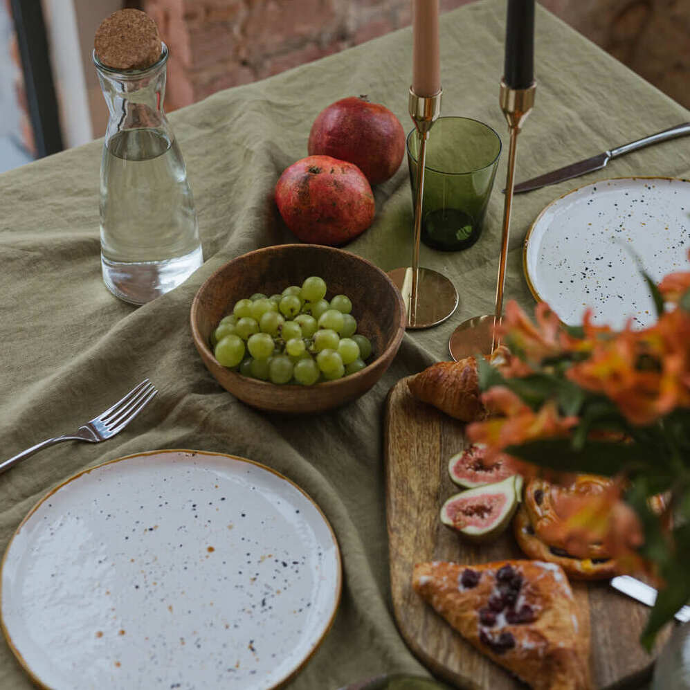 Olive Green linen tablecloth (3)
