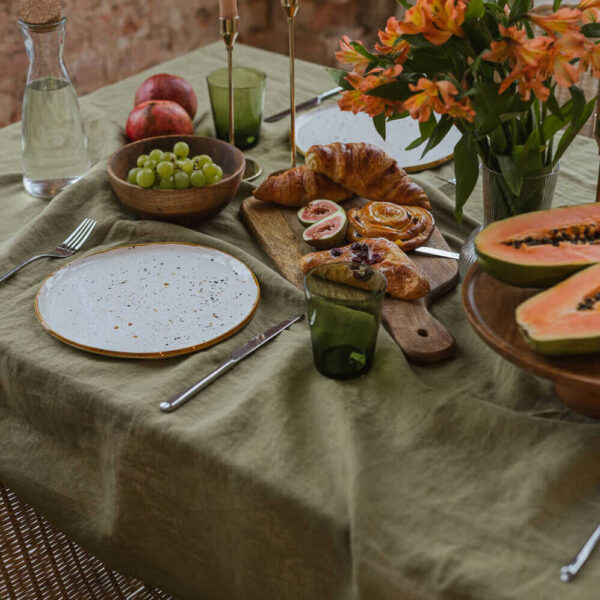 Olive Green linen tablecloth (4)