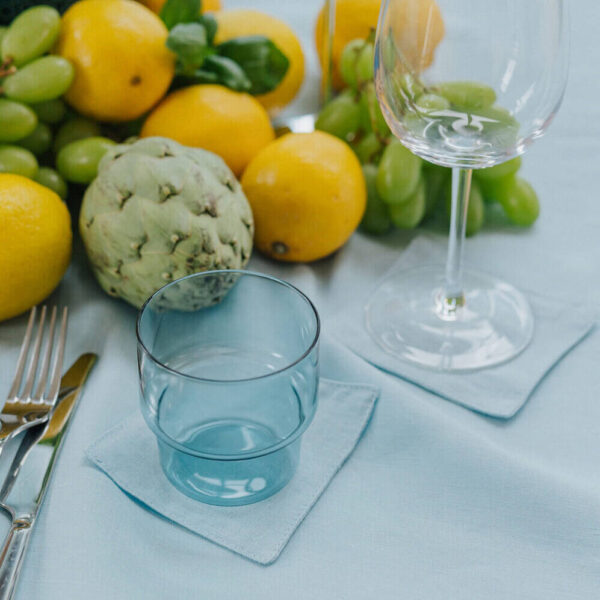 Sky Blue linen coaster set (2)