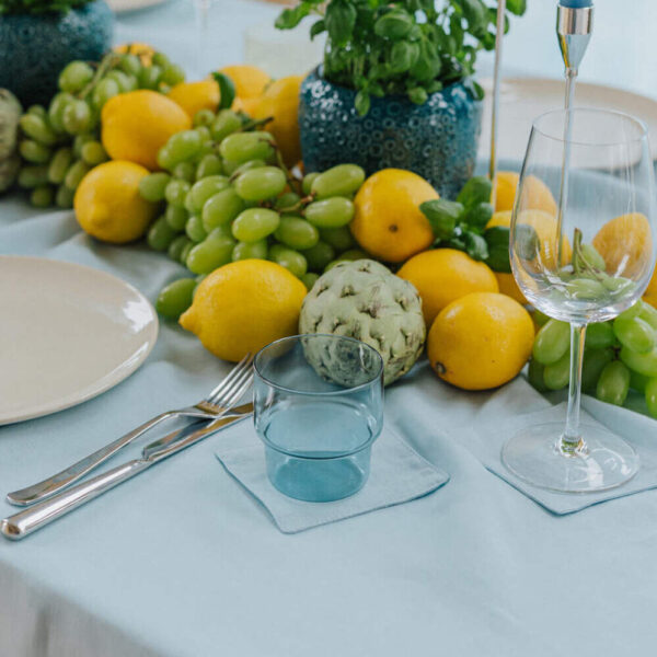 Sky Blue linen coaster set (4)