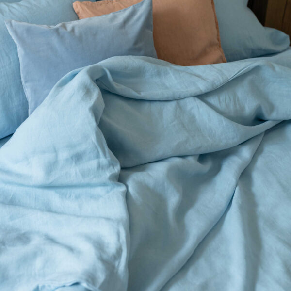 Sky Blue linen duvet cover (3)