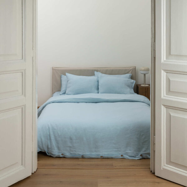 Sky Blue linen duvet cover set (2)