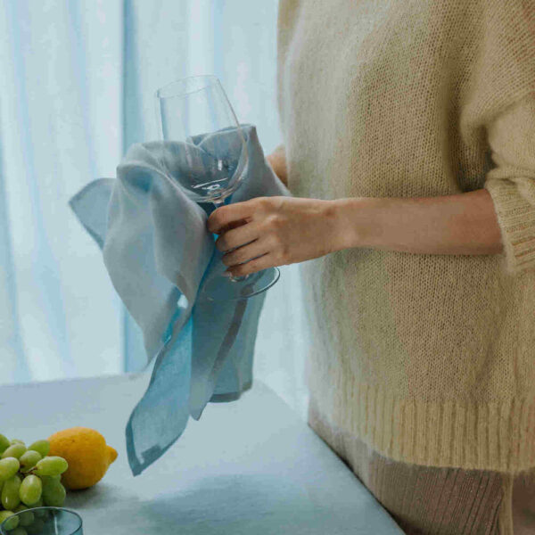 Sky Blue linen kitchen towel set of 2 (4)