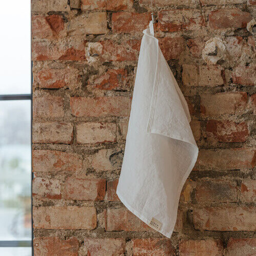 White linen kitchen towel set of 2 (2)