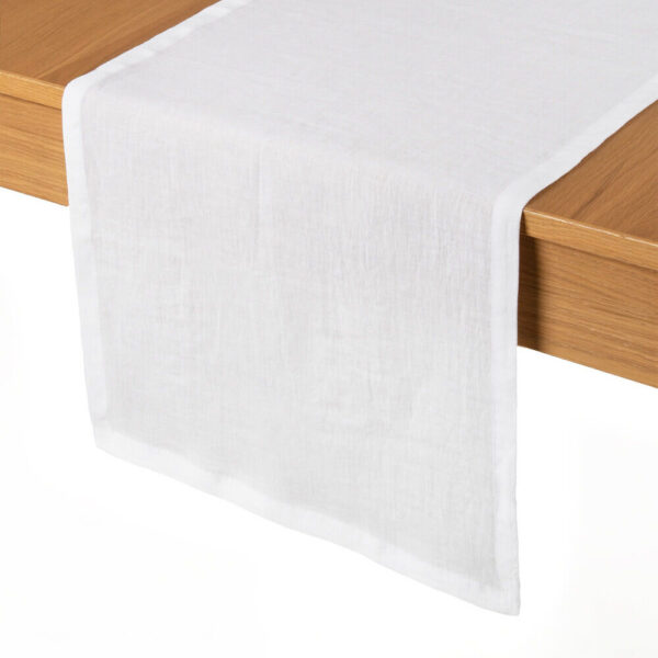 White linen table runner