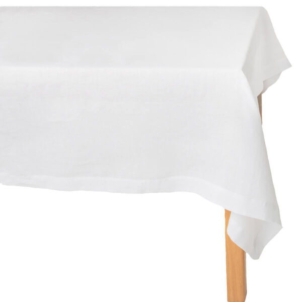 White linen tablecloth