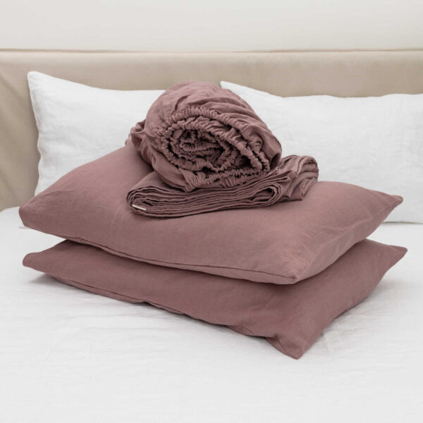 Woodrose linen bed sheet set