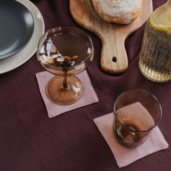 Woodrose linen coaster set (2)