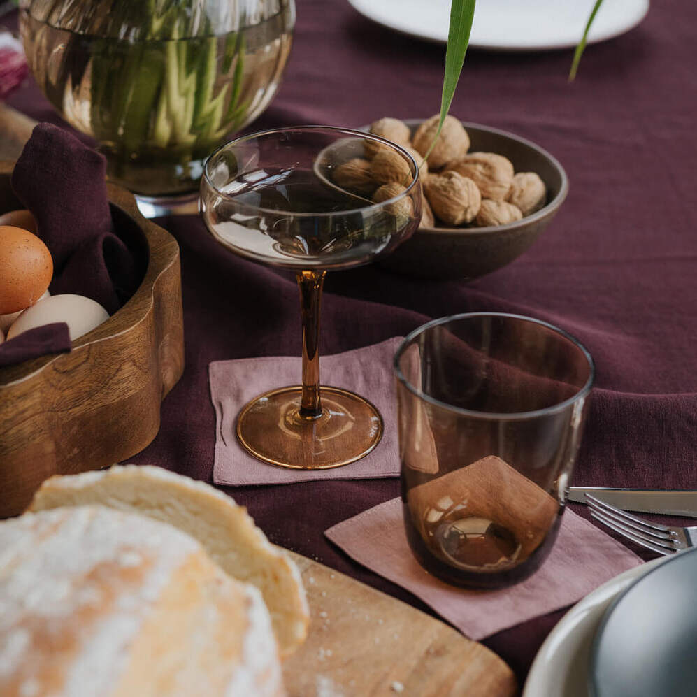 Woodrose linen coaster set (3)